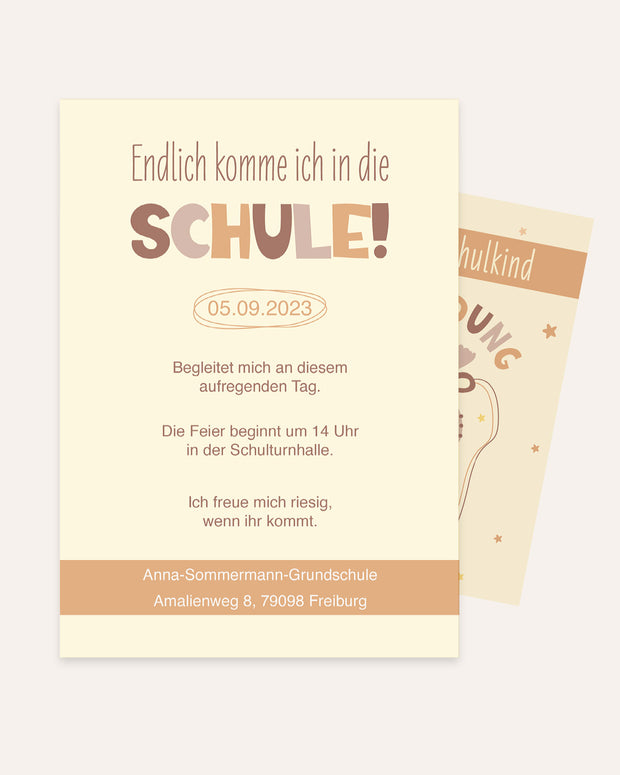 Endlich Schulkind - Einladungskarte zum Schulanfang
