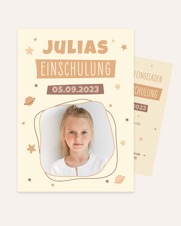 Einladungskarte zur Einschulung mit Foto