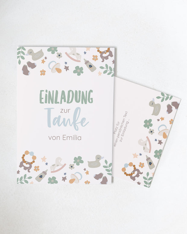 Boho - Einladungskarte zur Taufe