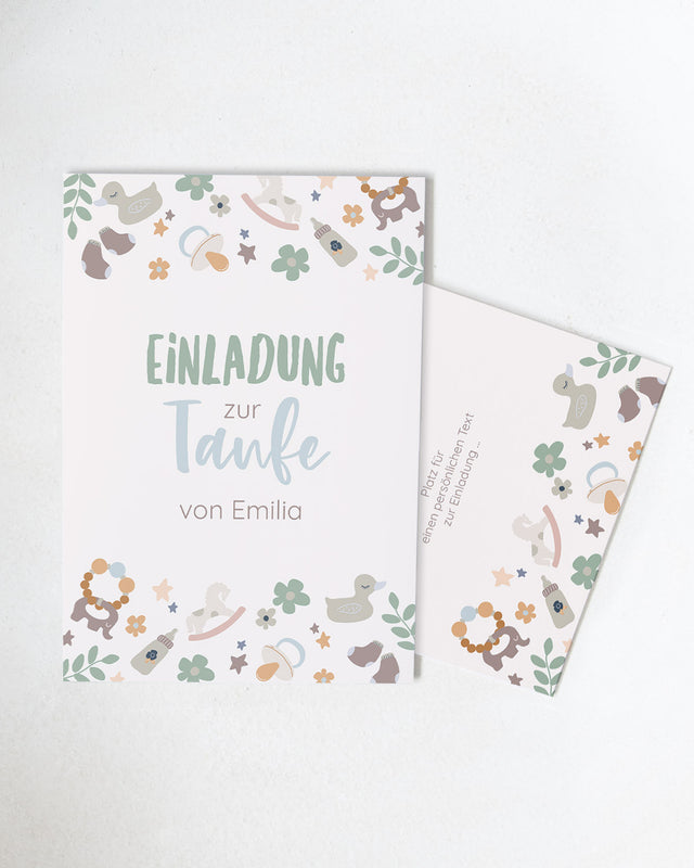 Boho - Einladungskarte zur Taufe