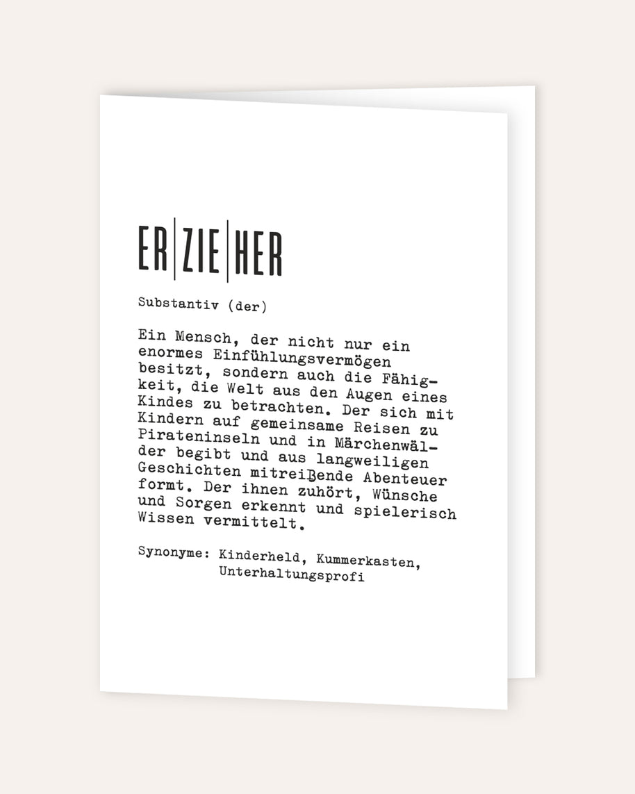 Definition Erzieher - Grußkarte