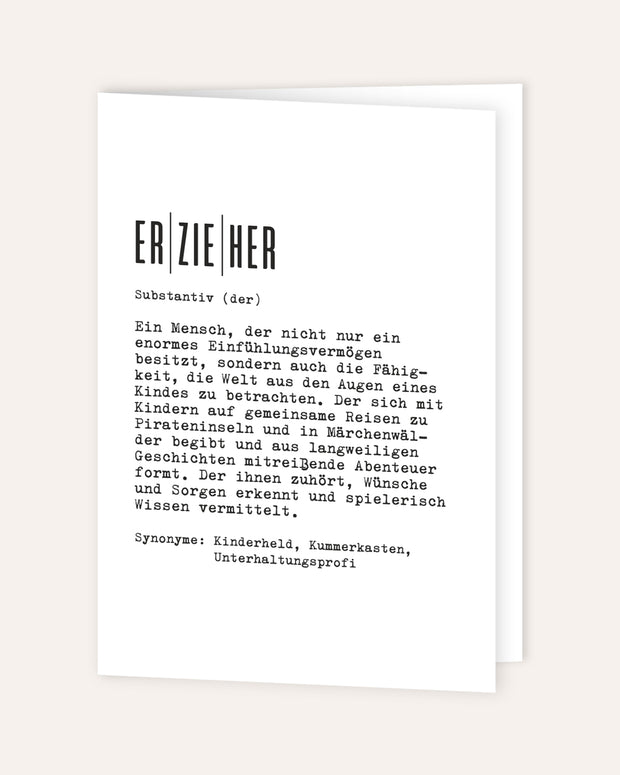 Definition Erzieher - Grußkarte