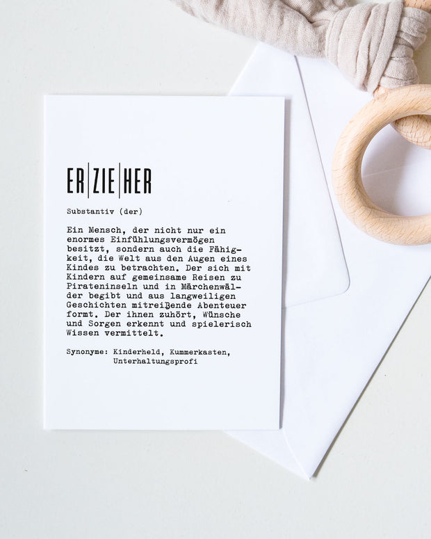 Definition Erzieher - Grußkarte