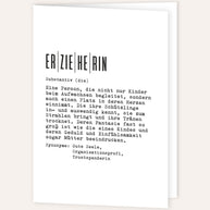 Definition Erzieherin - Grußkarte