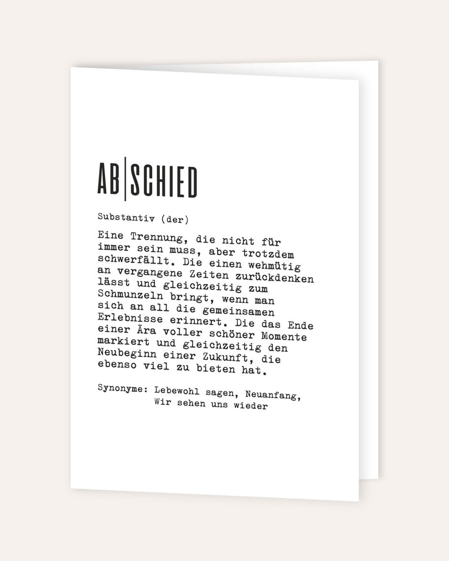 Definition Abschied - Grußkarte