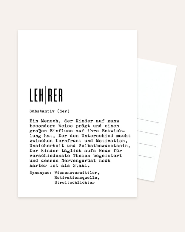Definition Lehrer - Postkarte