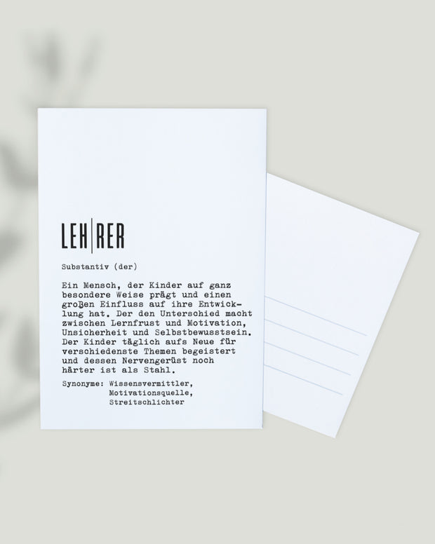 Definition Lehrer - Postkarte