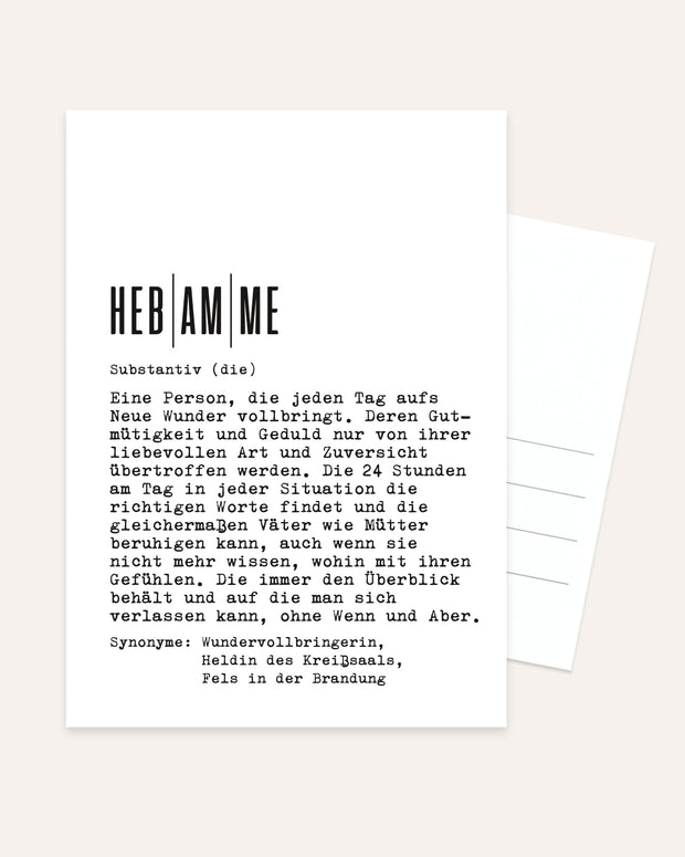 Definition Hebamme - Postkarte