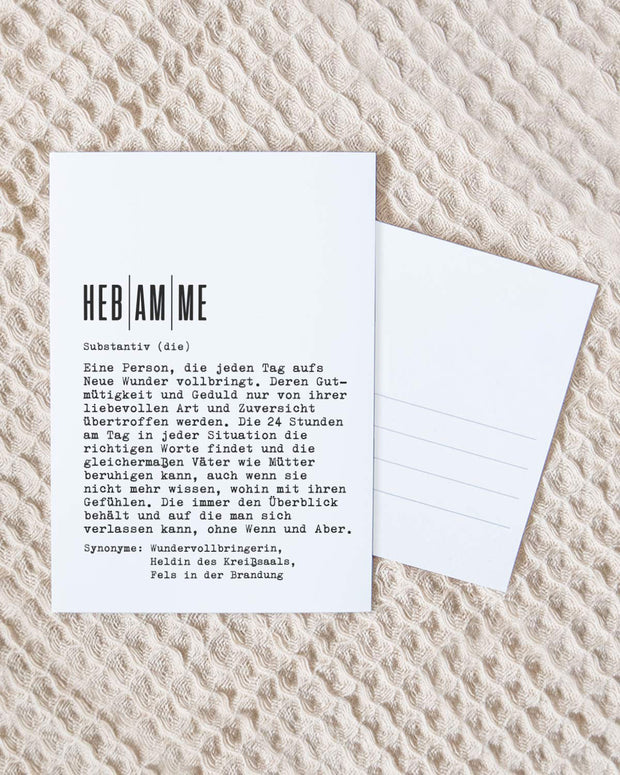 Definition Hebamme - Postkarte