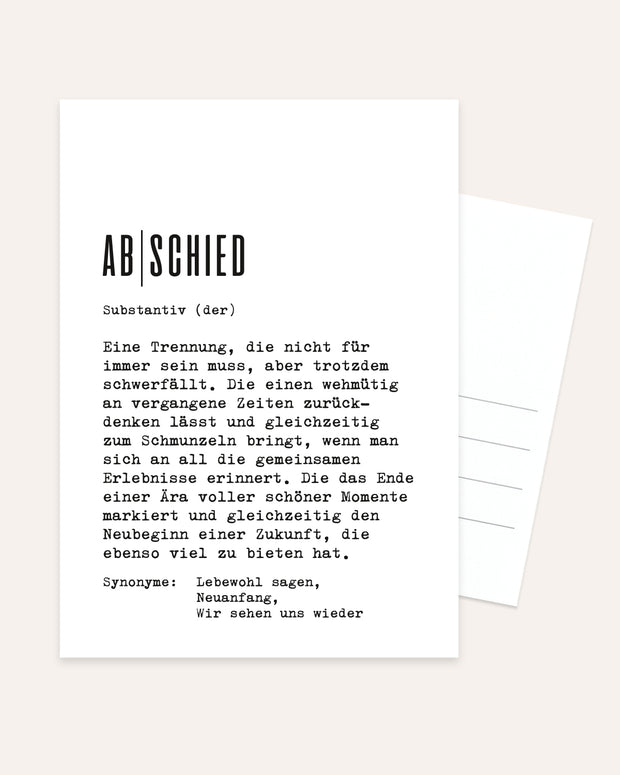 Definition Abschied - Postkarte