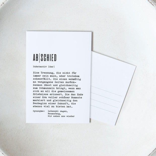 Definition Abschied - Postkarte