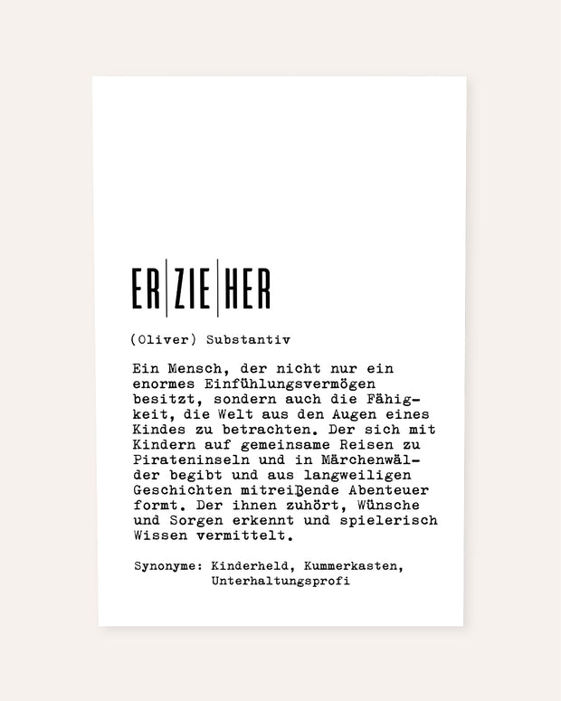 Definition Erzieher - personalisierbares Poster