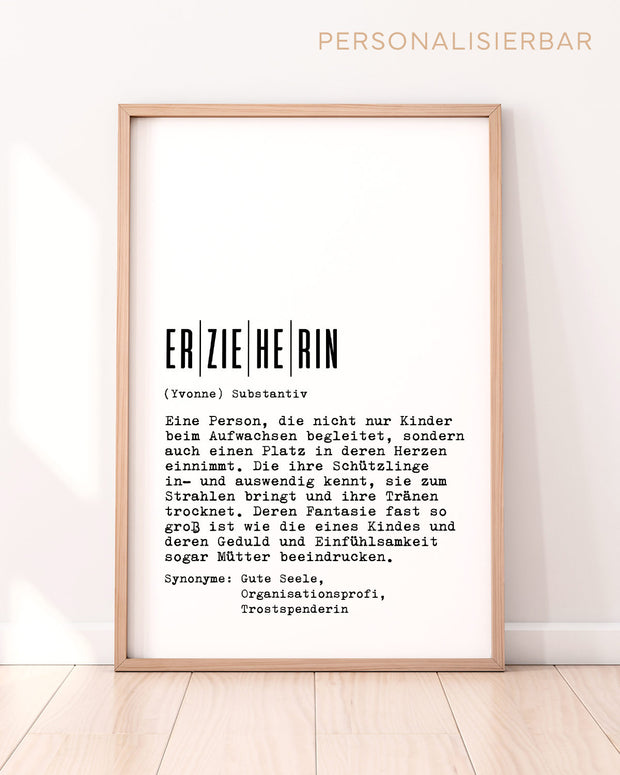 Definition Erzieherin - personalisierbares Poster