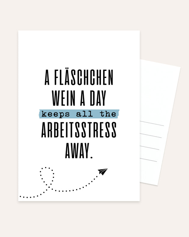 Fläschchen Wein - Postkarte