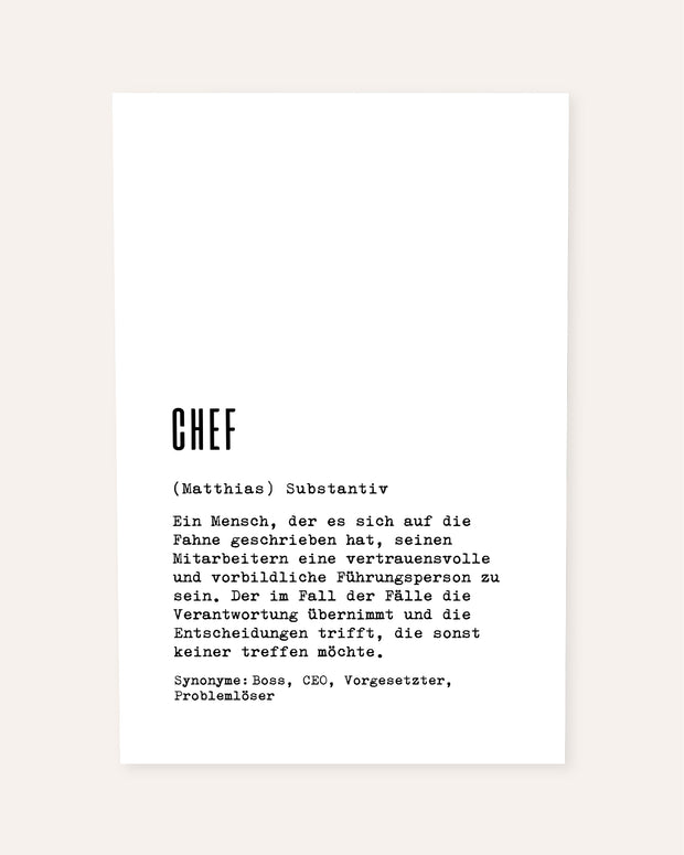 Dudeneintrag Chef - personalisierbares Poster