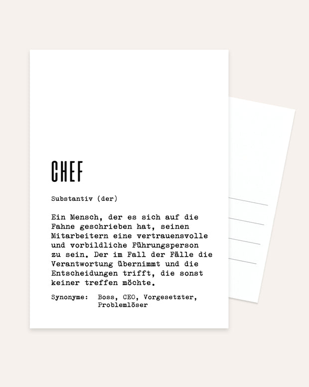 Definition Chef - Postkarte