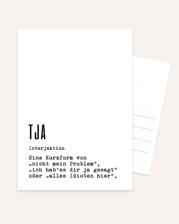 Definition Tja - Postkarte
