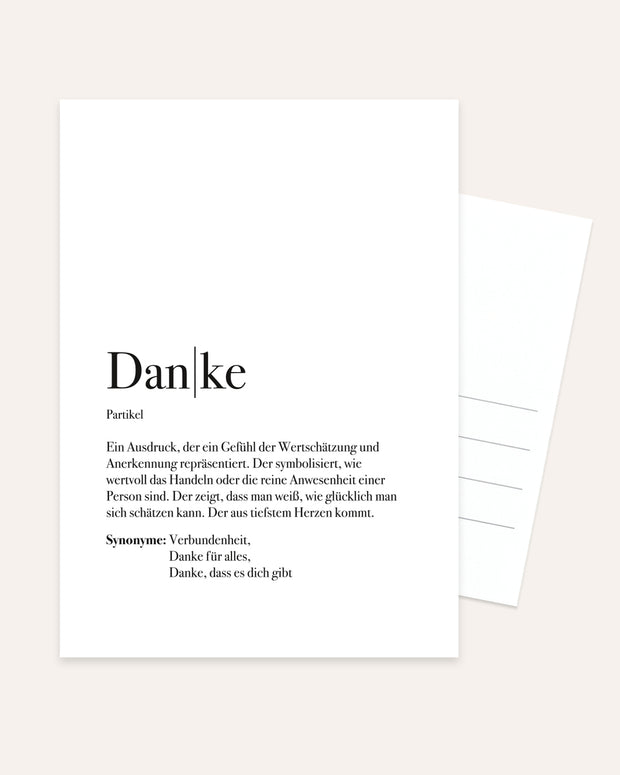 Definition Danke - Postkarte