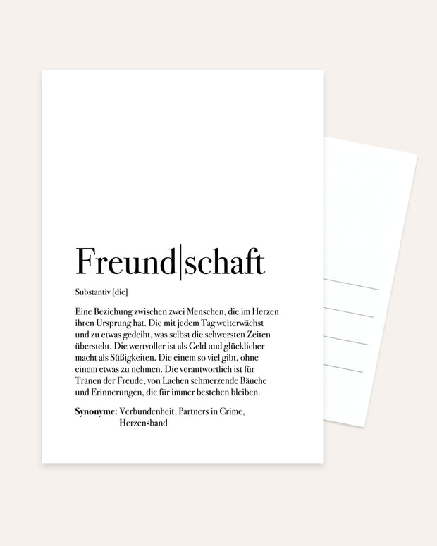 Definition Freundschaft - Postkarte