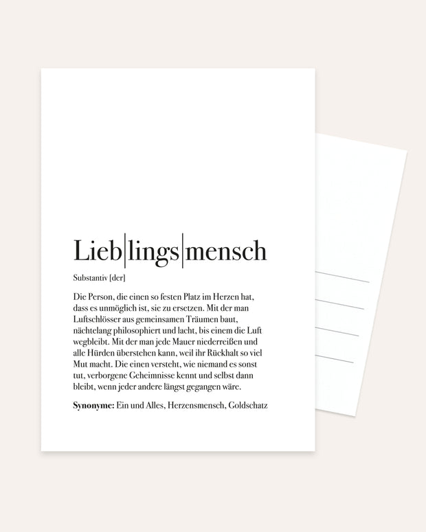 Definition Lieblingsmensch - Postkarte