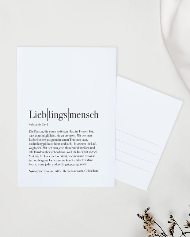 Definition Lieblingsmensch - Postkarte