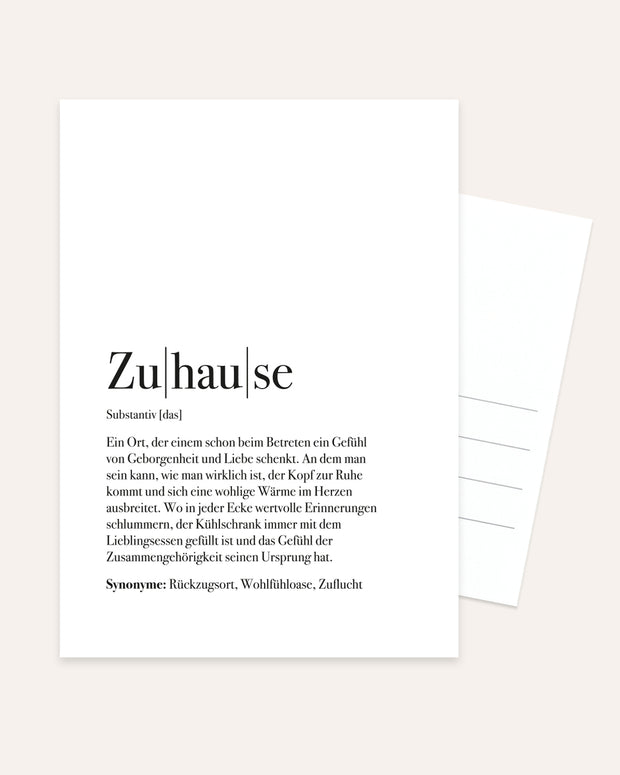 Definition Zuhause - Postkarte