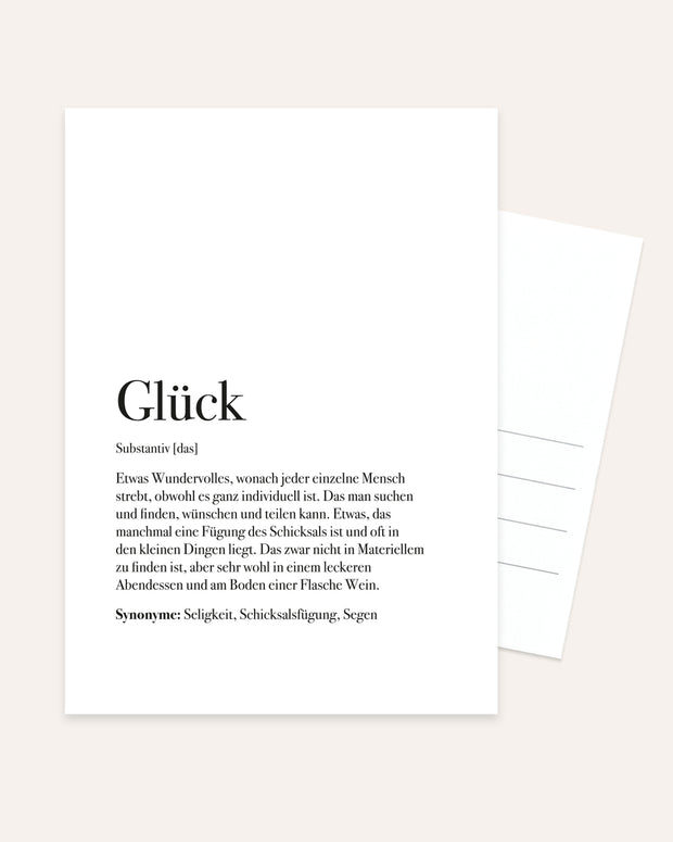 Definition Glück - Postkarte