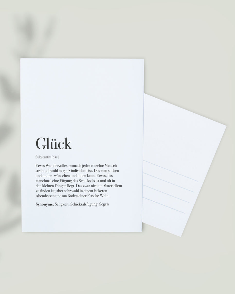 Definition Glück - Postkarte