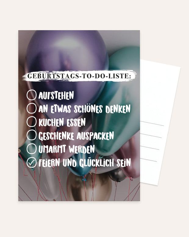 Geburtstags-To-Do-Liste - Postkarte