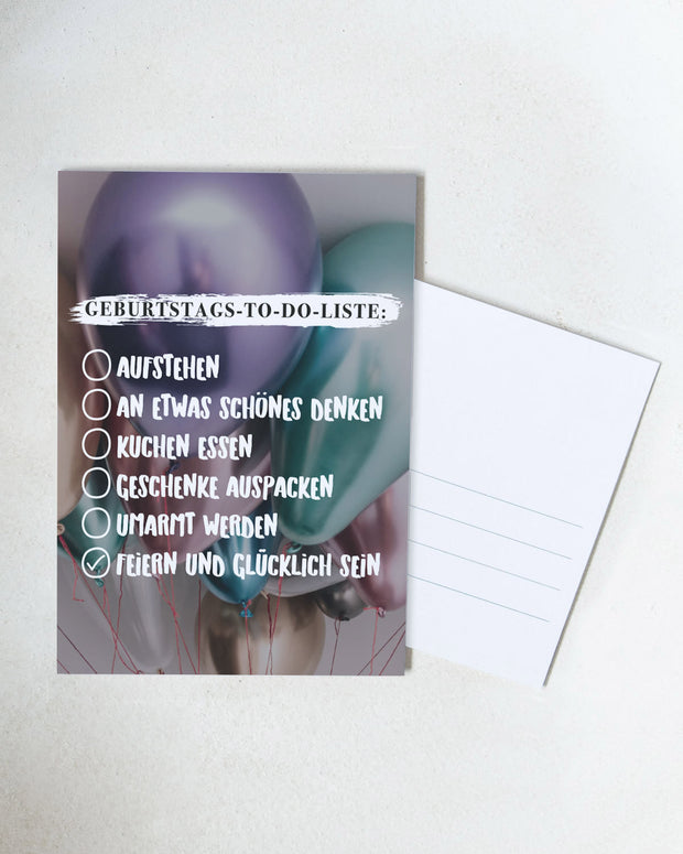 Geburtstags-To-Do-Liste - Postkarte