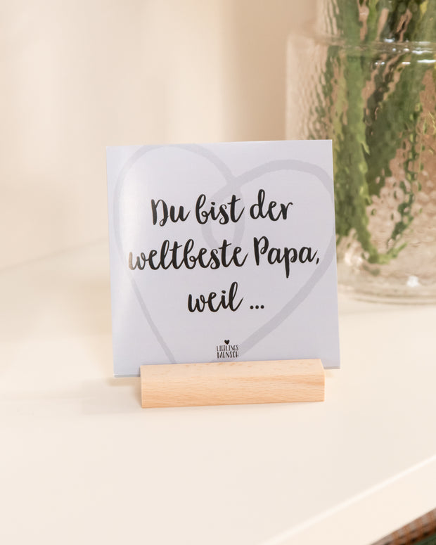 Weltbester Papa - Karten im Holzaufsteller