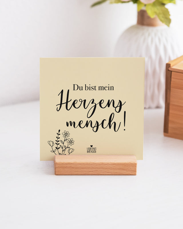 Herzensmensch - Karten im Holzaufsteller