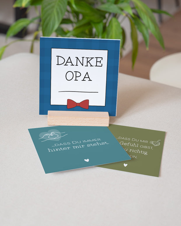 Danke Opa - Karten im Holzaufsteller
