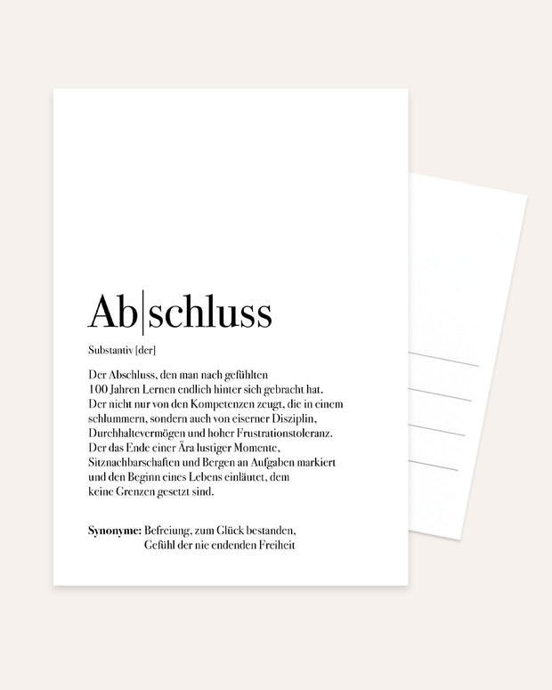 Definition Abschluss - Postkarte