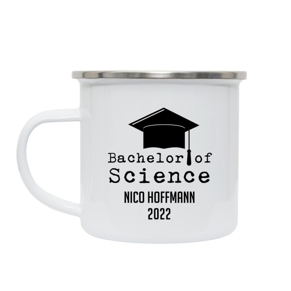 Bachelor of Science - Emaille Tasse