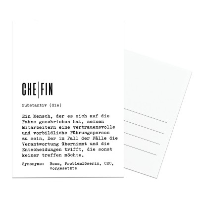 Definition Chefin - Postkarte
