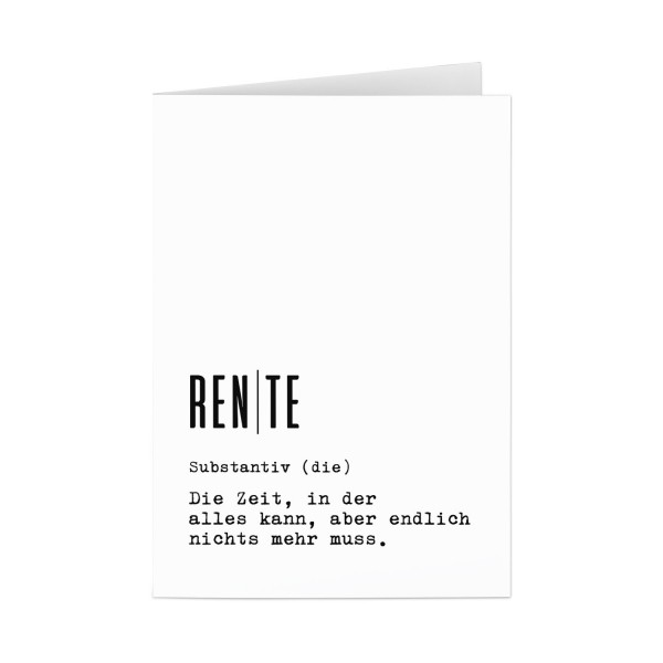 Definition Rente - Grußkarte