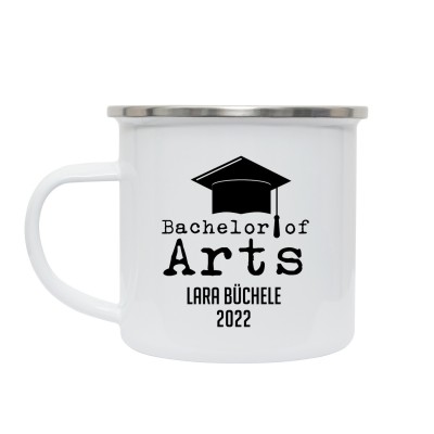Bachelor of Arts - personalisierbare Emaille Tasse